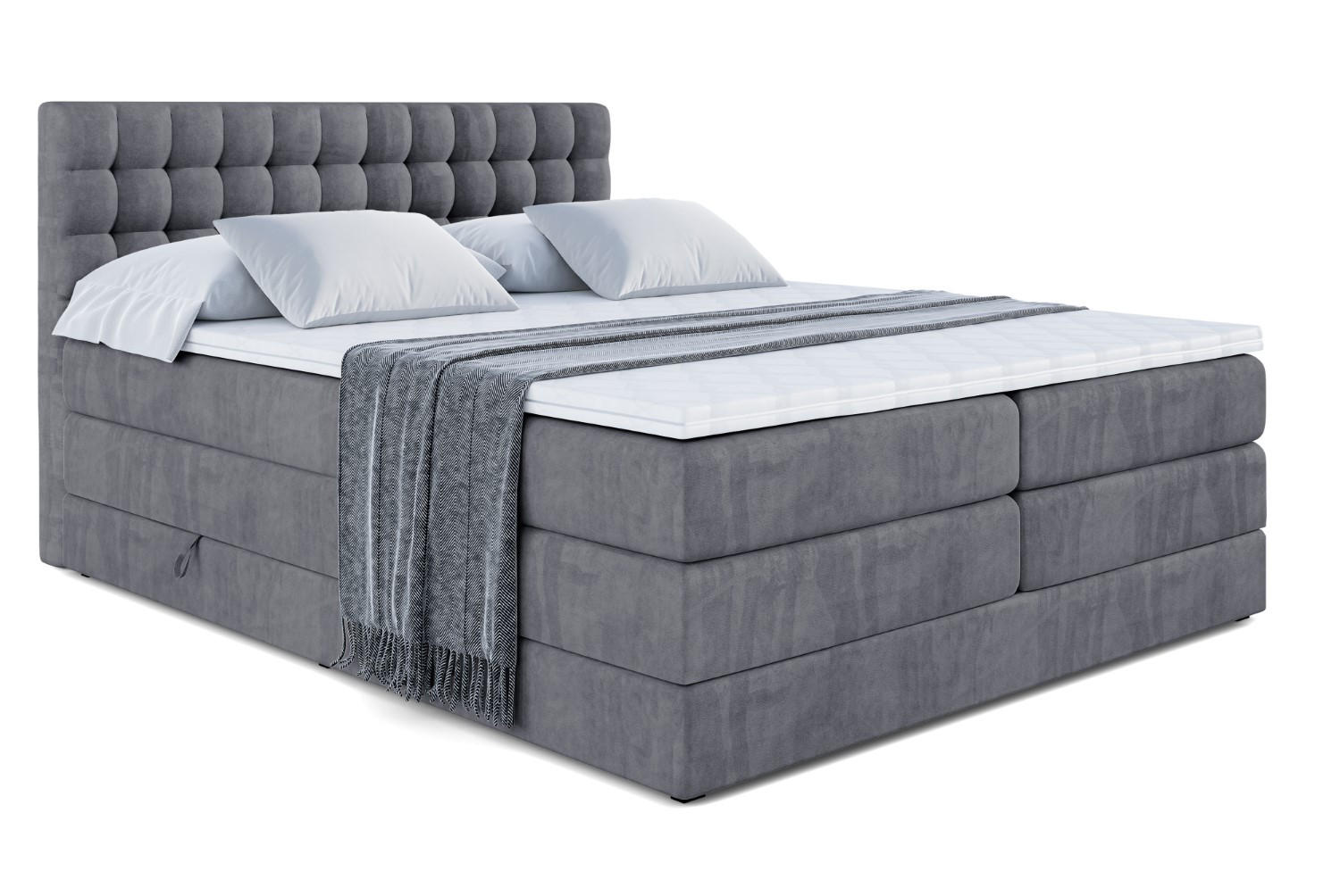 BOXSPRINGBETT VIONE KING - 160 x 200 - H3/H4 - Dunkelgrau - Dunkelgrau, Holzwerkstoff (160/200cm) - ALTDECOR