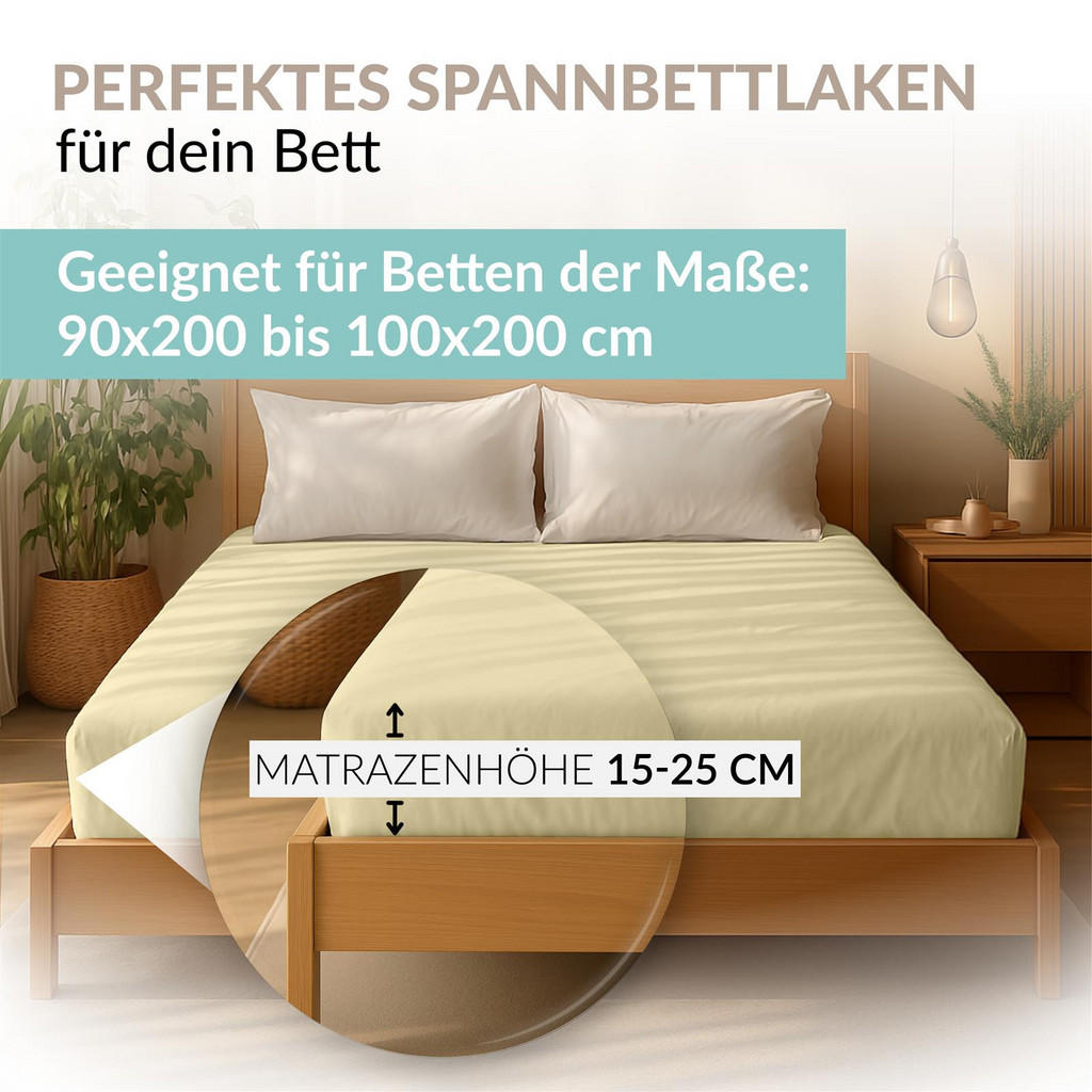 Thumbnail - Carpe Sonno Jersey-Spannbetttuch, Hellgelb, Textil, Uni, Füllung: Baumwollfüllung, Rechteckig, 100x200 cm, Oeko-Tex® Sta...