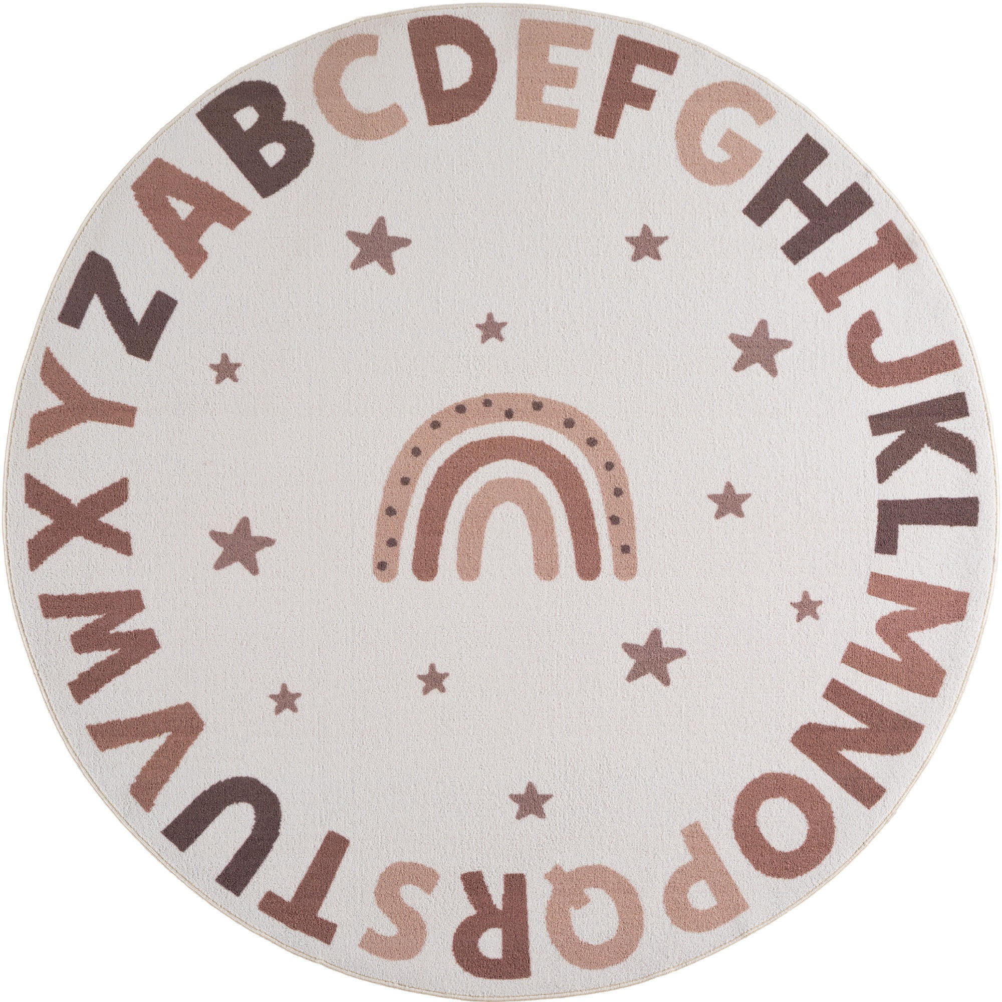 SPIELTEPPICH Waschbar TINO in Creme, mit Alphabet-Motiv, Ø 200 cm - Beige, Textil (200/200cm) - KADIMA DESIGN