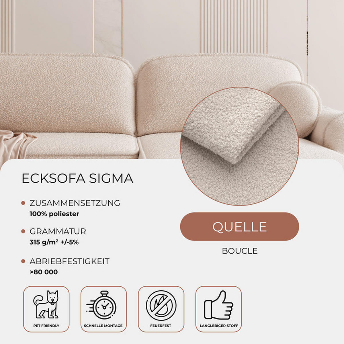 ECKSOFA SIGMA mit Schlaffunktion und Bettkasten, Stoff Beige - Beige, Textil (280/178cm) - Idohome