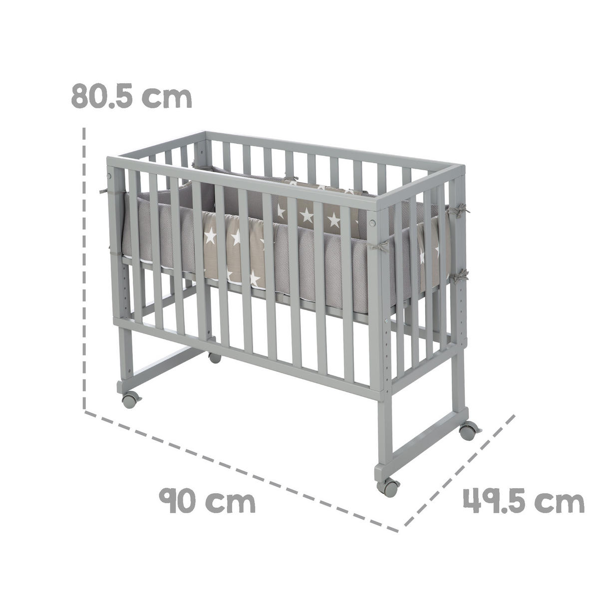 BEISTELLBETT Little Stars 3in1 Set 90 x 45 cm - Taupe/Grau, Holzwerkstoff (45/90cm) - Roba