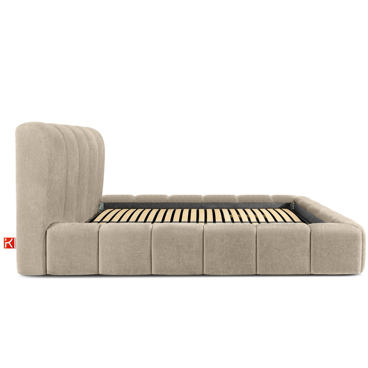 POLSTERBETT MERIDE Chenille, Graubeige - Ecru/Schwarz, Holz/Textil (160/200cm) - KONSIMO®