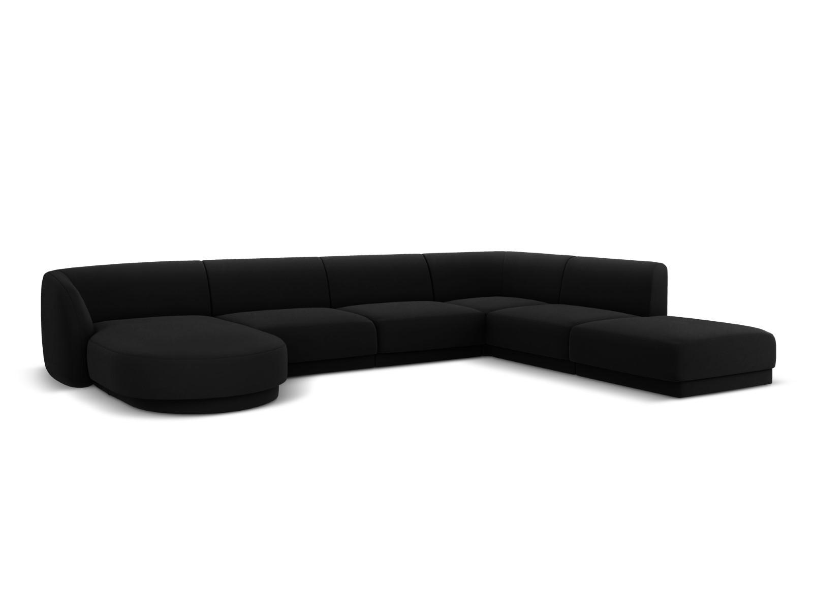 PANORAMASOFA rechts Miley aus Samt schwarz 6 Sitzplätze - Schwarz, Textil (255/70/330cm) - Micadoni