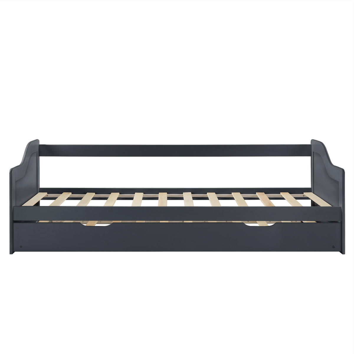 SOFABETT - Dunkelgrau, Holz (90/200cm) - [en.casa]