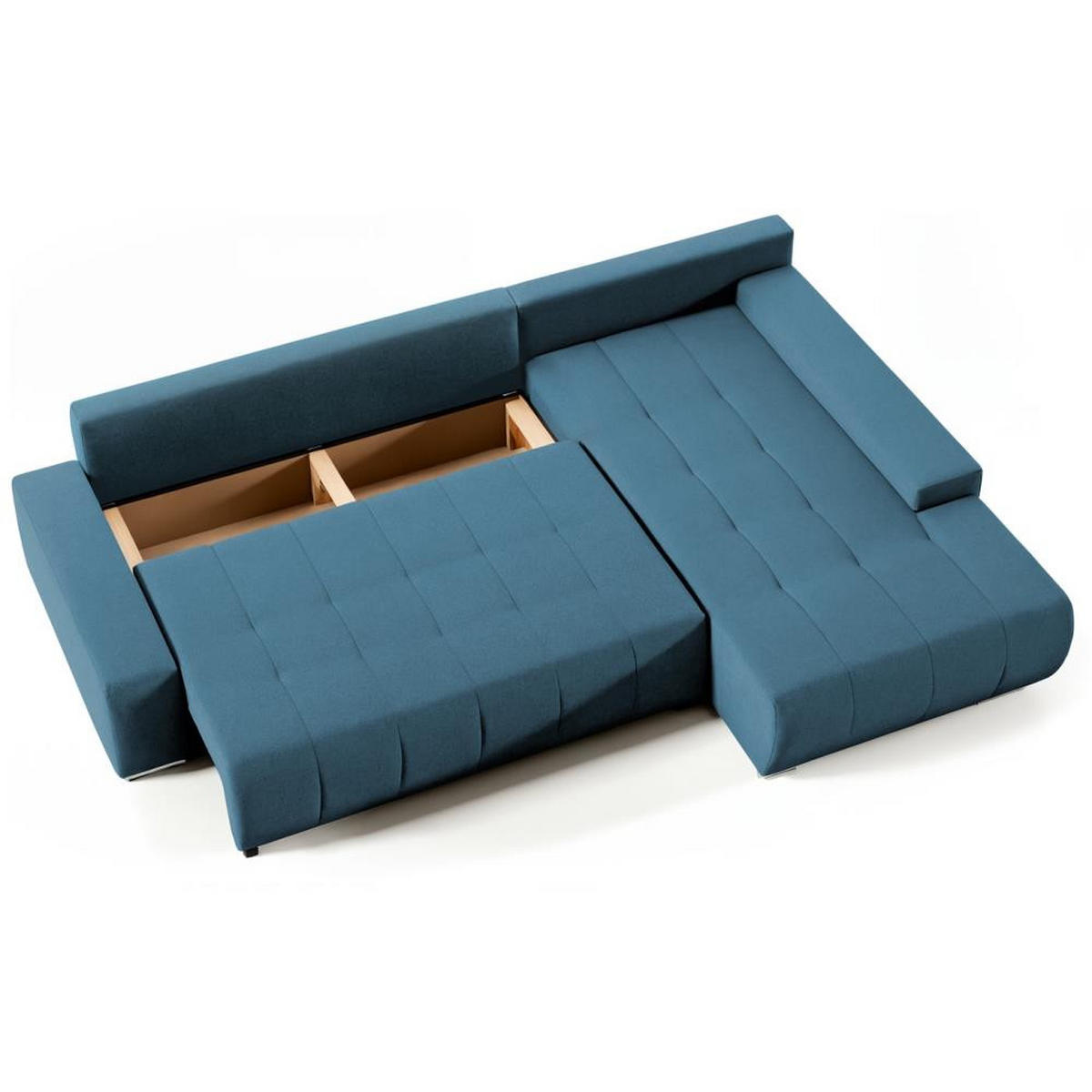 ECKSOFA Draco L blau rechts - Chromfarben/Blau, Textil/Metall (267/186cm) - Beautysofa