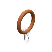 RUNDRINGE MIT FALTENHAKEN FÜR GARDINENSTANGEN 28 mm Ø, Kirschbaum, Packung 10 Stück - Kirschbaumfarben, Holz (28cm) - INTERDECO