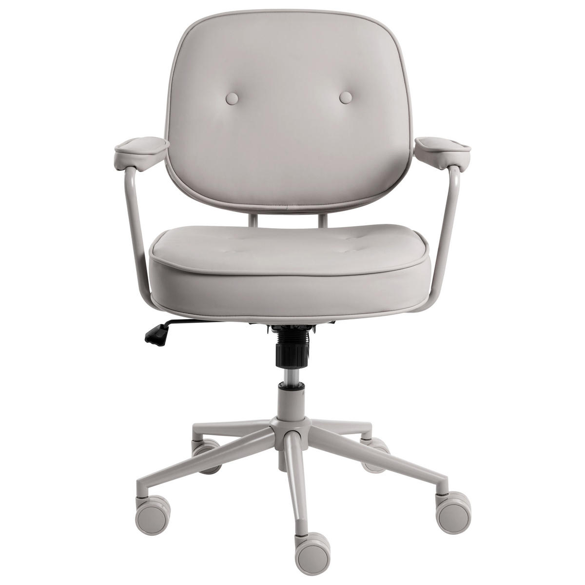 SCHREIBTISCHSTUHL Kunstleder Grau Paramus - Taupe, Kunststoff (60/81/65cm) - Beliani