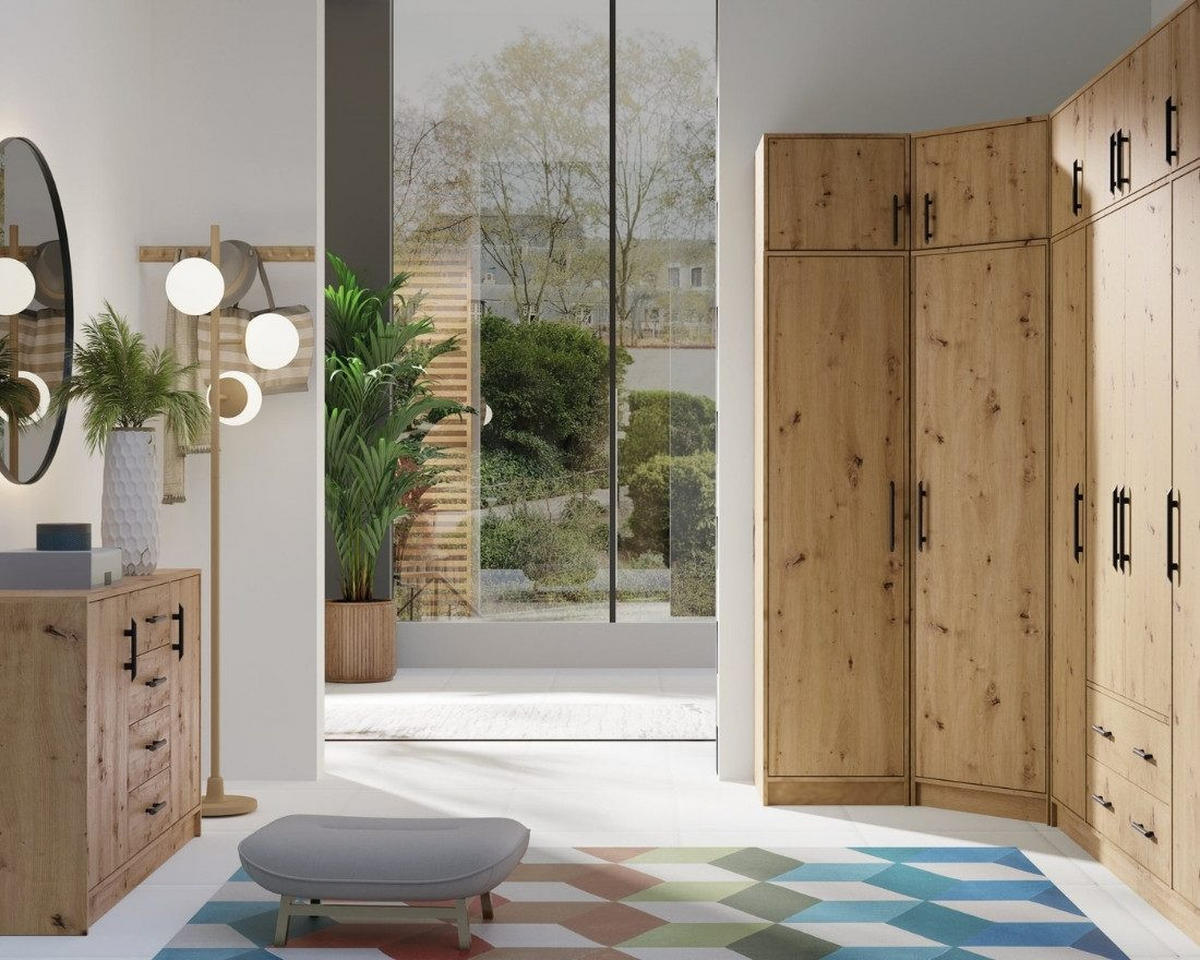 KLEIDERSCHRANK SAM SR5 50 / 190 / 56 cm Eiche Artisan - Eiche Artisan, Holzwerkstoff (50/190/56cm) - Deine Möbel 24