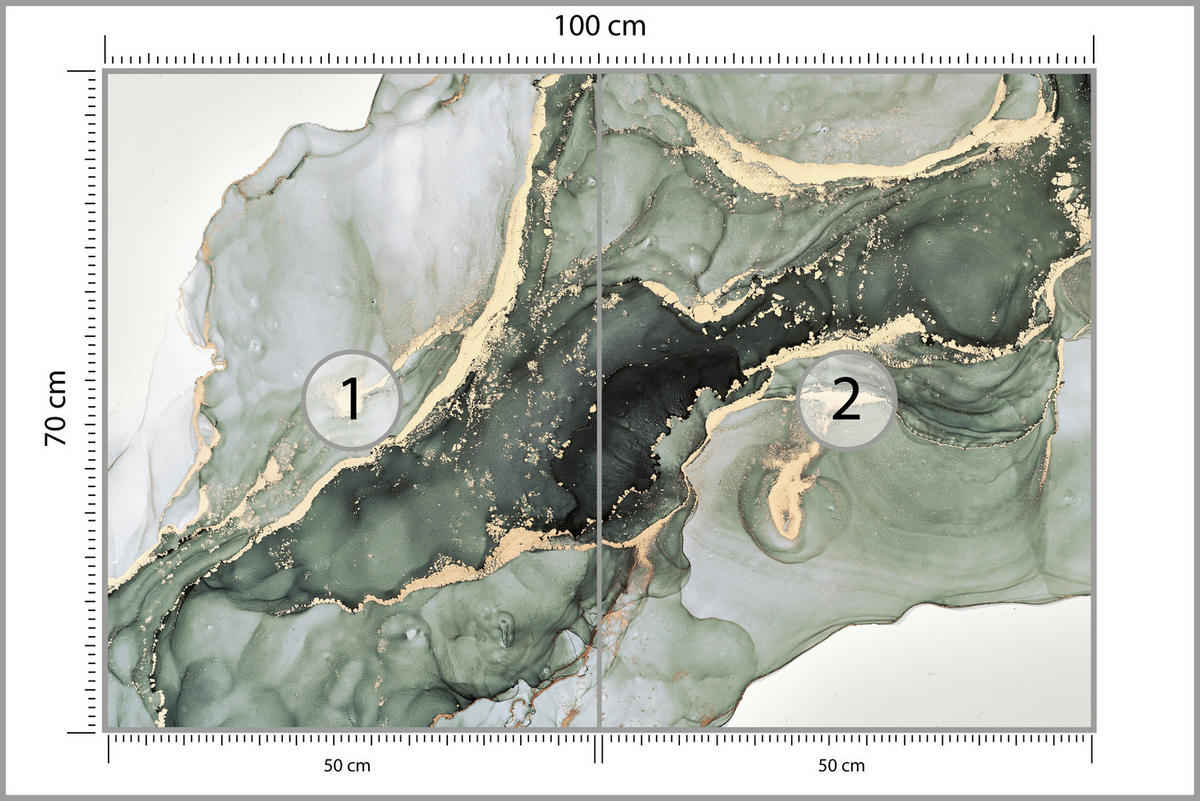 FOTOTAPETA Pre Kuchyňu Elegantný Zelený Mramor Zlato Glamour 100 x 70 cm - zelená, papier (100/70cm) - Muralo