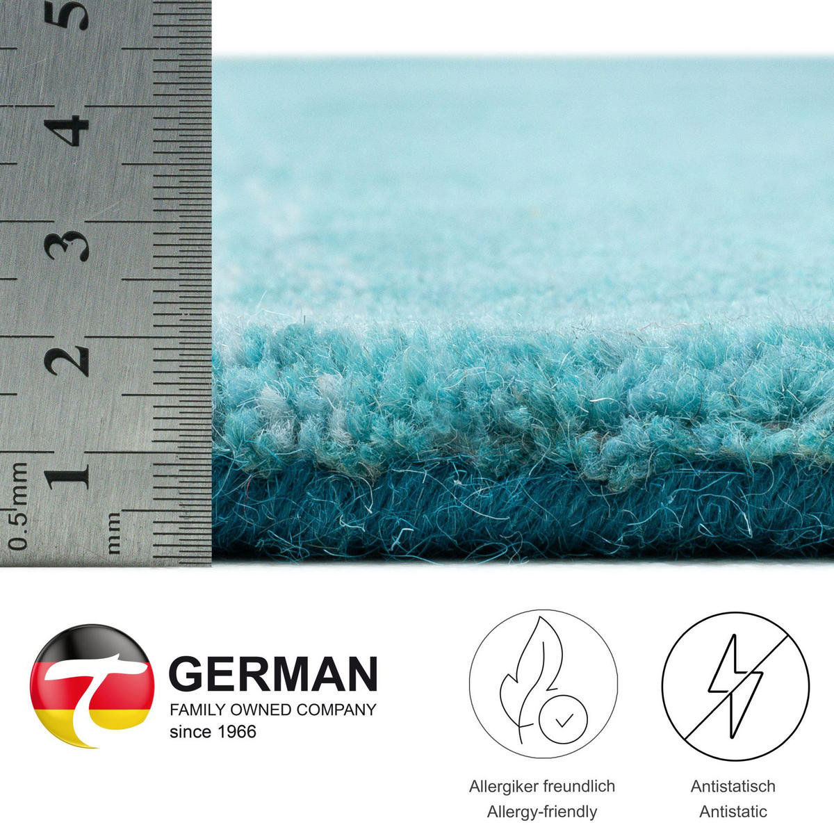TUFTTEPPICH Wool Comfort 160x230 cm - Türkis, Textil (160/230cm) - THEKO