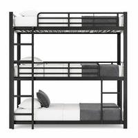 ETAGENBETT dreifach 90 x 200 cm Metall Schwarz - Schwarz, Metall (90/200cm) - Beauniv