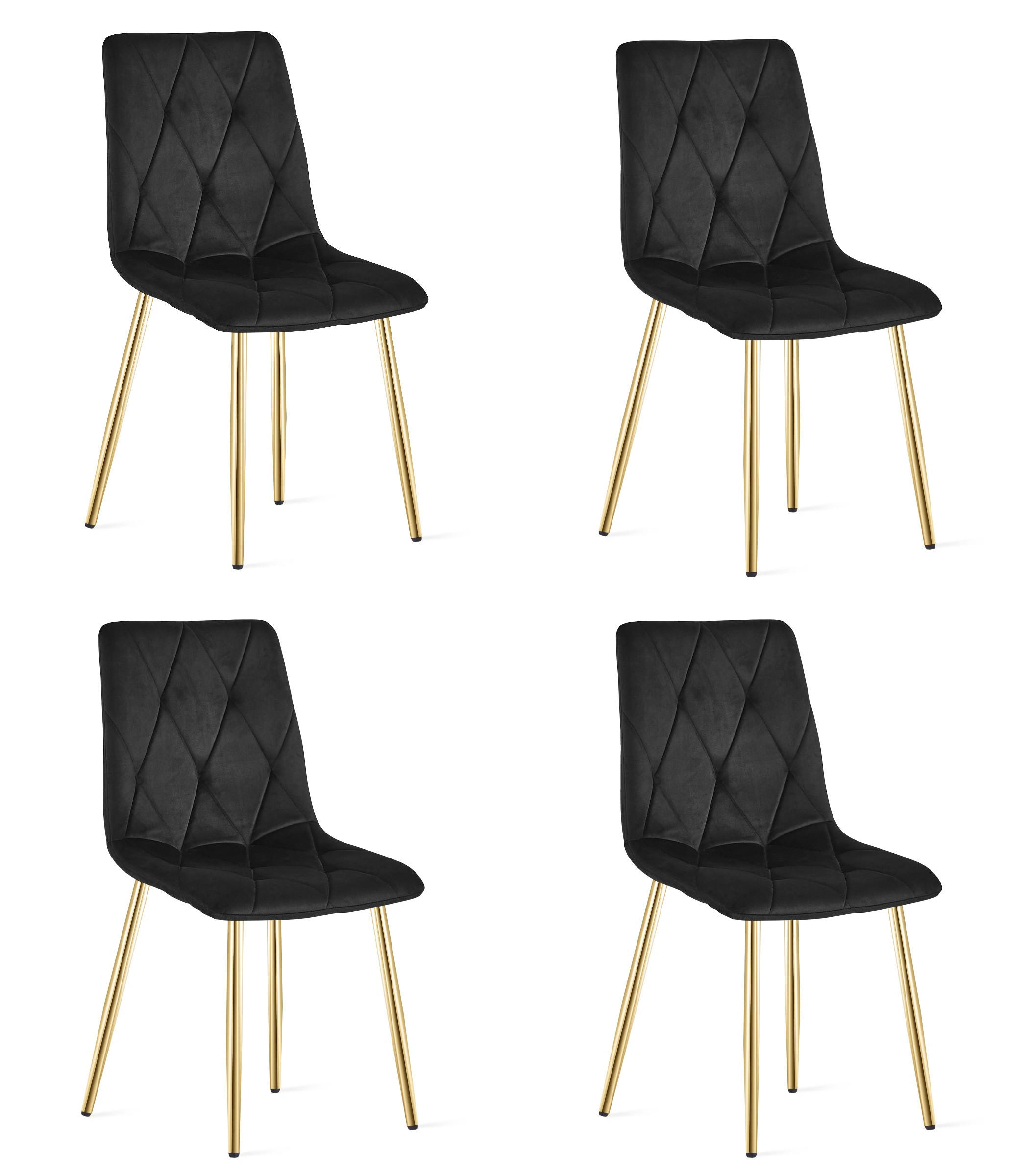 ESSZIMMERSTUHL 4-er Set TYRA schwarzer Sitz, goldene Beine - Goldfarben/Schwarz, Textil (44.5/87/54.5cm) - Valora