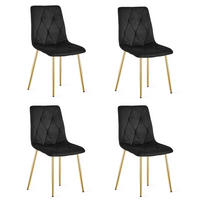 ESSZIMMERSTUHL 4-er Set TYRA schwarzer Sitz, goldene Beine - Goldfarben/Schwarz, Textil (44.5/87/54.5cm) - Valora
