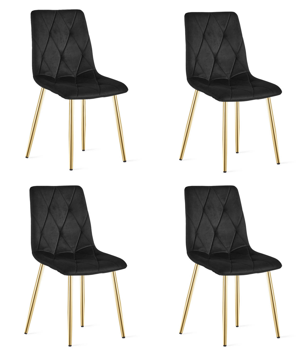 ESSZIMMERSTUHL 4-er Set TYRA schwarzer Sitz, goldene Beine - Goldfarben/Schwarz, Textil (44.5/87/54.5cm) - Valora
