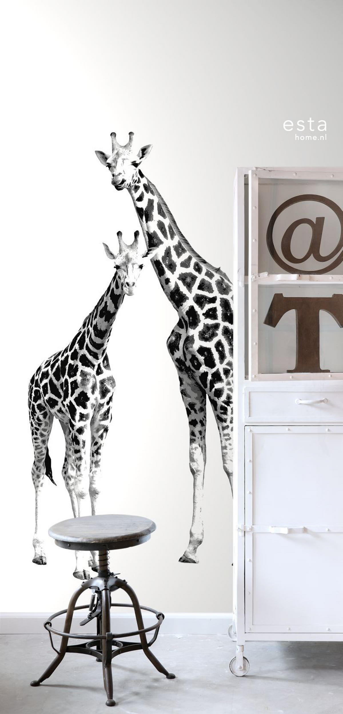 FOTOTAPETE Giraffen 139.5 x 279 cm - Schwarz, Papier (139.5/279cm) - ESTAhome