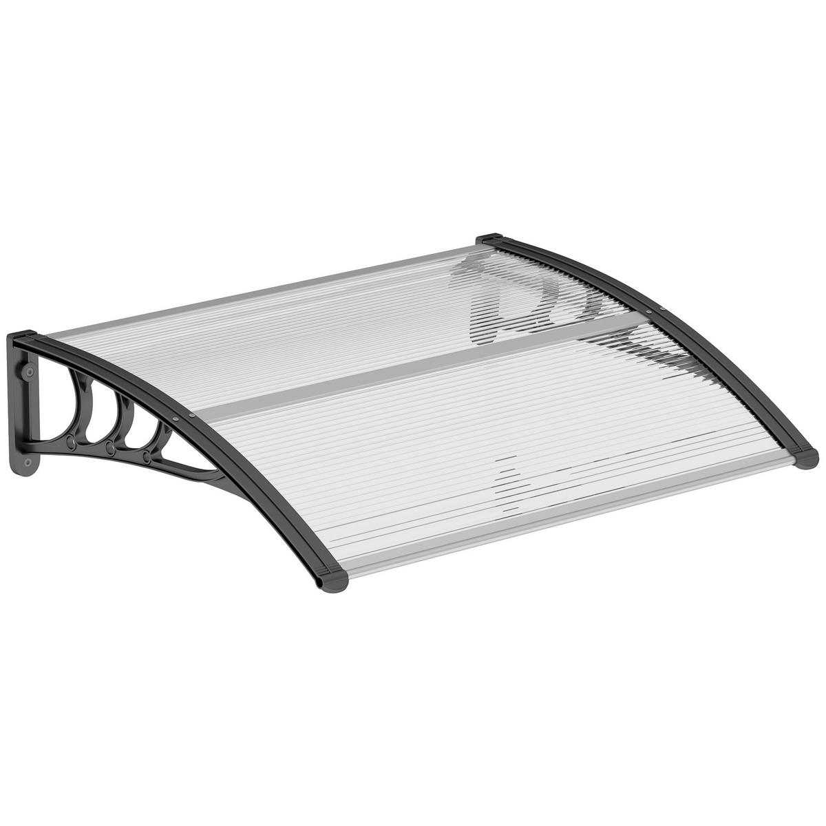 VORDACH DE-13918 Polycarbonat/Aluminium 100/75 cm, UV-Schutz Transparent - Schwarz, Kunststoff (75/23/100cm) - ComfortXL
