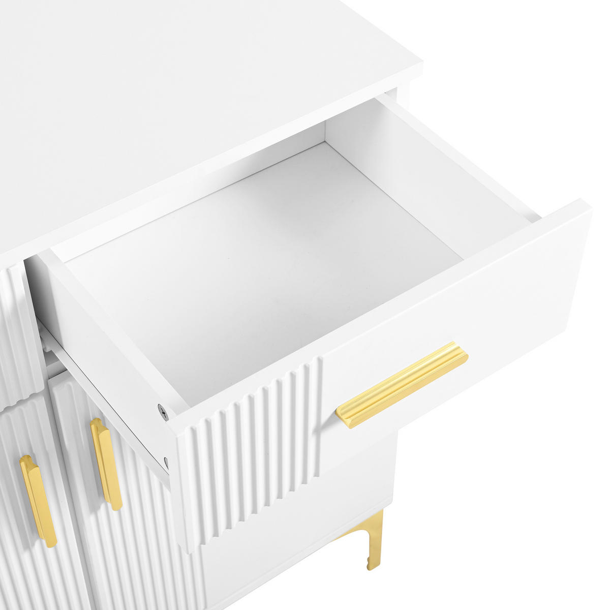 SIDEBOARD Modern mit 2 Türen Metallfüßen 80x35x79.5cm - Weiß, Holzwerkstoff (35/79.5/80cm) - FLIEKS