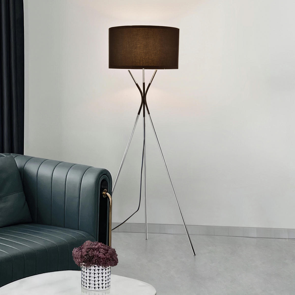 STEHLEUCHTE Athlone -neu- - Schwarz, Metall (45/45/145cm) - lux.pro