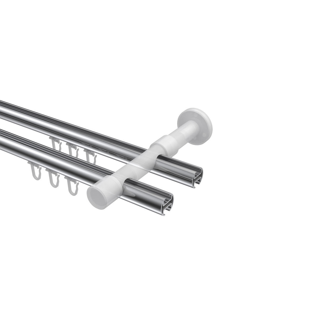 INNENLAUF-GARDINENSTANGEN-SET Prestige Verano 200 cm, 2-läufig, 20 mm Ø Chrom - Chromfarben/Schwarz, Metall (200cm) - INTERDECO