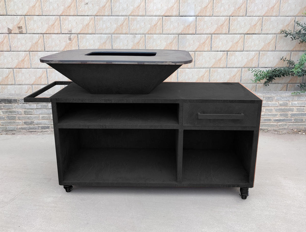 HOLZKOHLEGRILL Feuerschale Schwarz inkl. Schutzhülle - Schwarz, Metall (160/100/80cm) - Purline