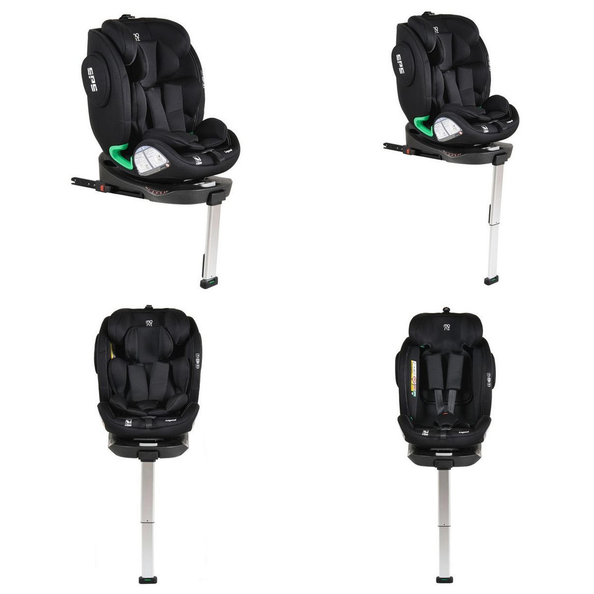 KINDERSITZ Legend i-Size schwarz (40-150cm) Isofix 360 Grad-Drehung Stützbein SPS - Schwarz, Kunststoff (46/60/50cm) - Moni