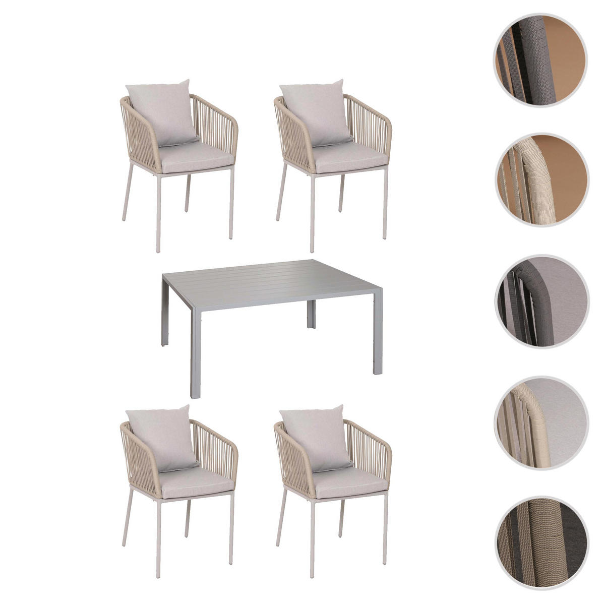 GARTENGARNITUR Grau 5-teilig-Set - Grau, Metall - MCW