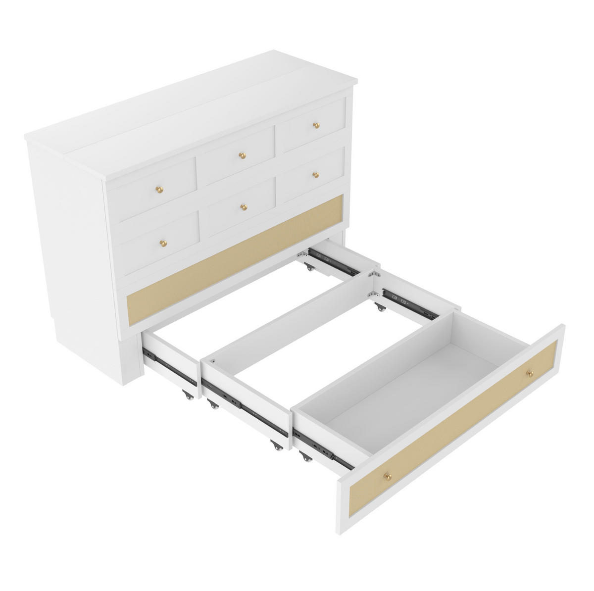 BETT 140/200 cm mit Stauraum, USB und Steckdose – in Schrank verwandelbar - Weiß, Holzwerkstoff (140/200cm) - BEAOK