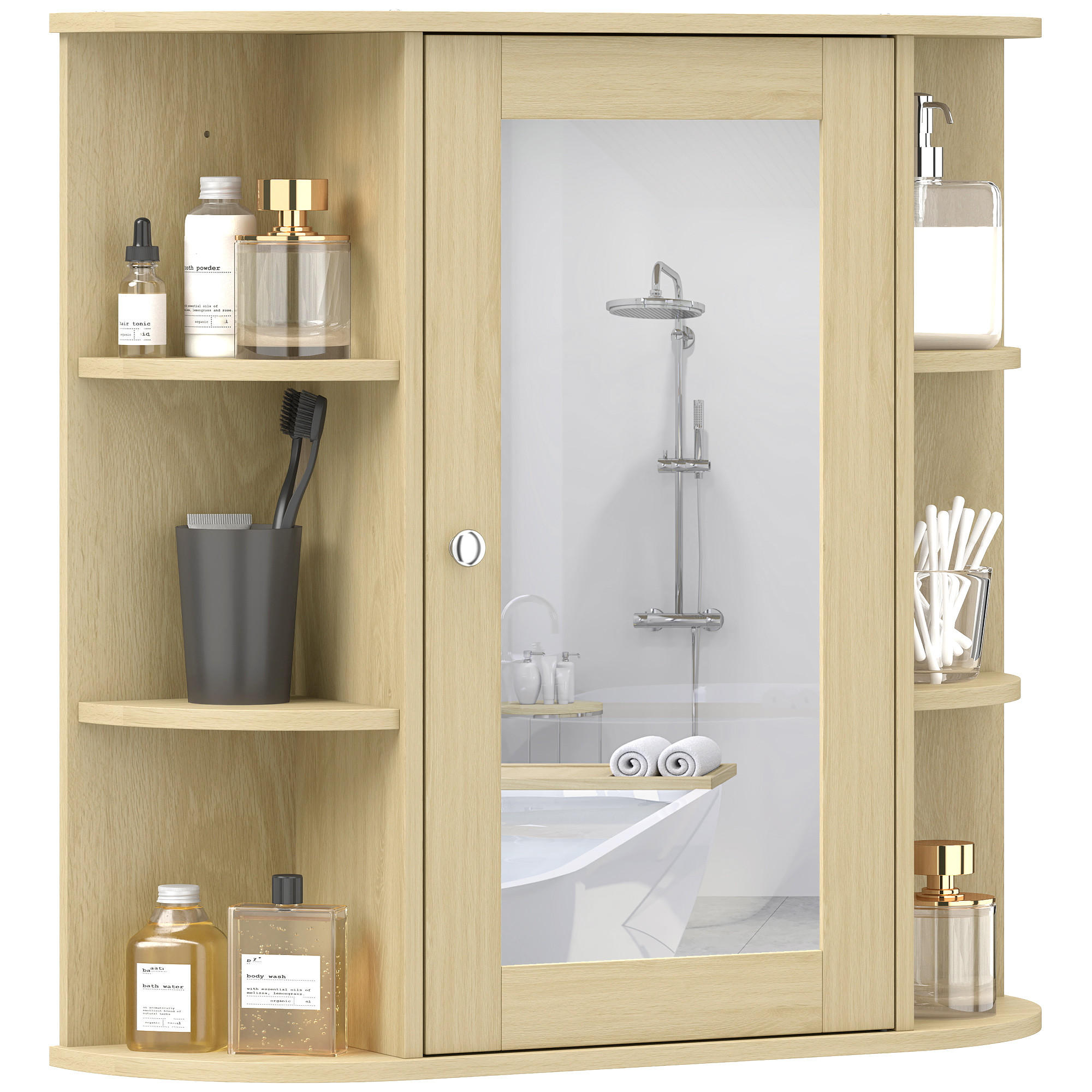 SPIEGELSCHRANK Spiegelschrank mit Wandschrank und Kleiderschränken 66x17x63 cm ,Natur - Braun, Glas (66/63/17cm) - Vallsero