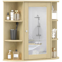 SPIEGELSCHRANK Spiegelschrank mit Wandschrank und Kleiderschränken 66x17x63 cm ,Natur - Braun, Glas (66/63/17cm) - Vallsero