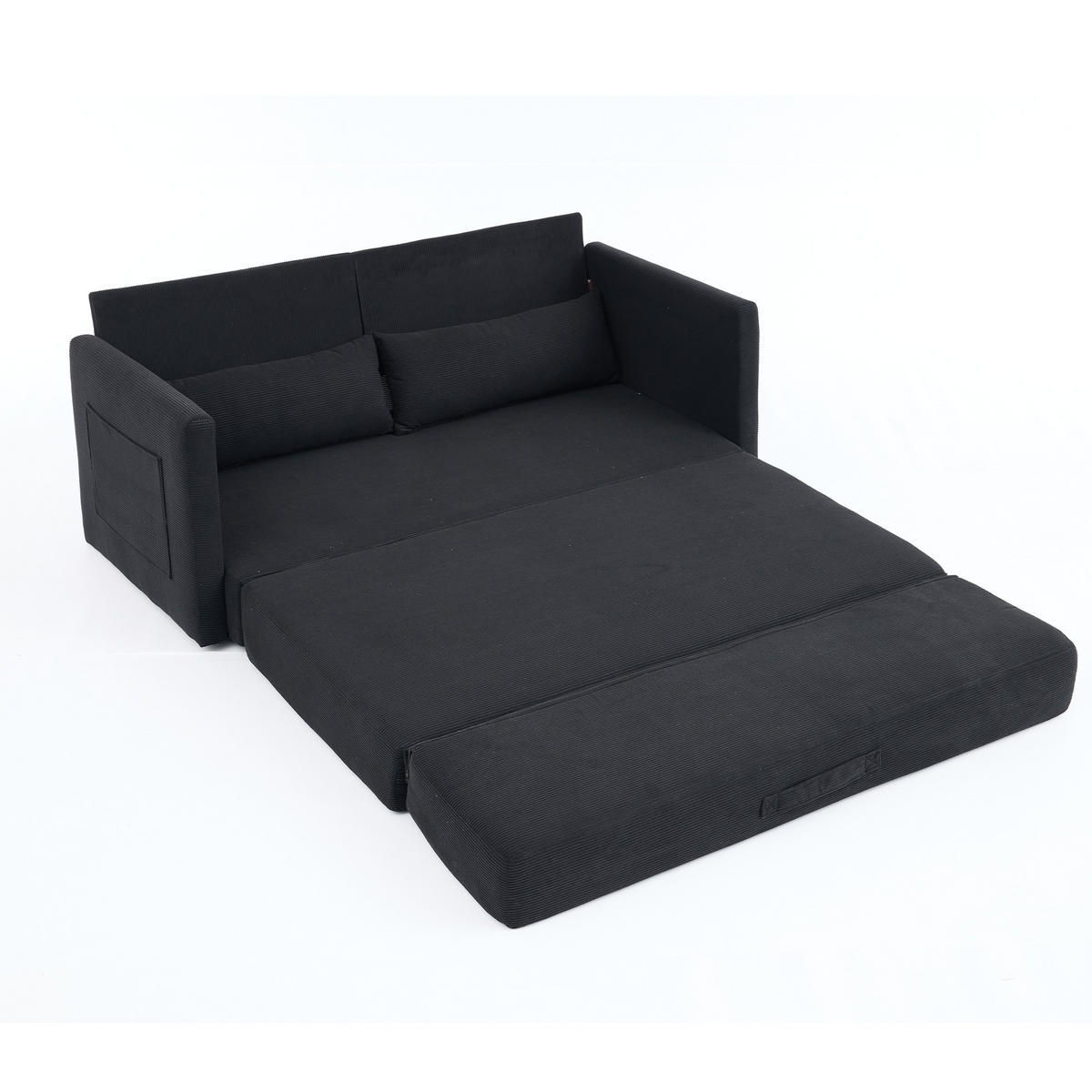 SCHLAFSOFA 2-Sitzer Sofa mit Schlaffunktion,klappbar,Schwarz - Schwarz, Textil (165/82/92cm) - LVHOM