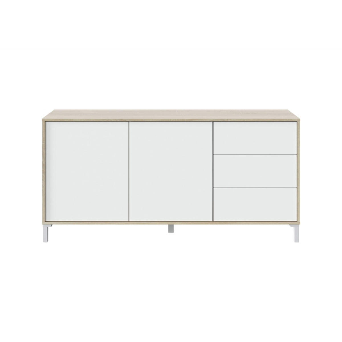 SIDEBOARD mit 2 Türen und 3 Schubladen Brooklyn - L154cm - Weiß, Holzwerkstoff (41/74/154cm) - Calicosy