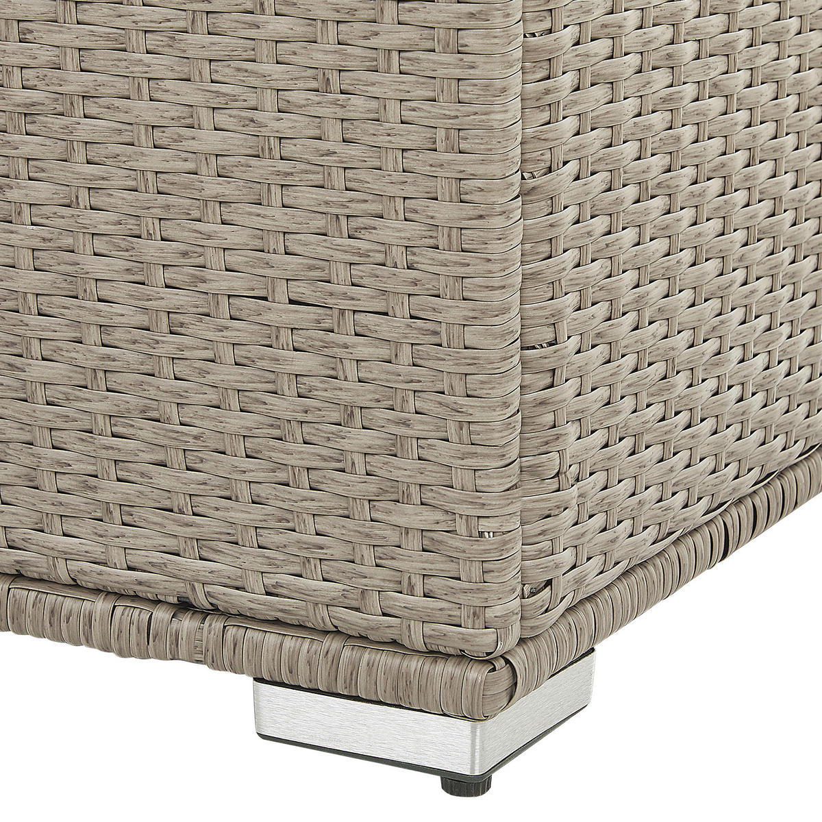AUFLAGENBOX Rattan taupe 155/75 cm Modena - Beige/Schwarz, Kunststoff (155/80/75cm) - Beliani