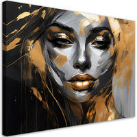 WANDBILD weiblicher glamour gesicht - Goldfarben, Textil (60/40cm) - Feeby