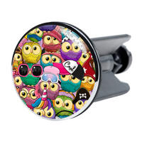 WASCHBECKENSTÖPSEL Owl - Multicolor/Weiß, Kunststoff/Metall (4/7/7cm) - Sanilo