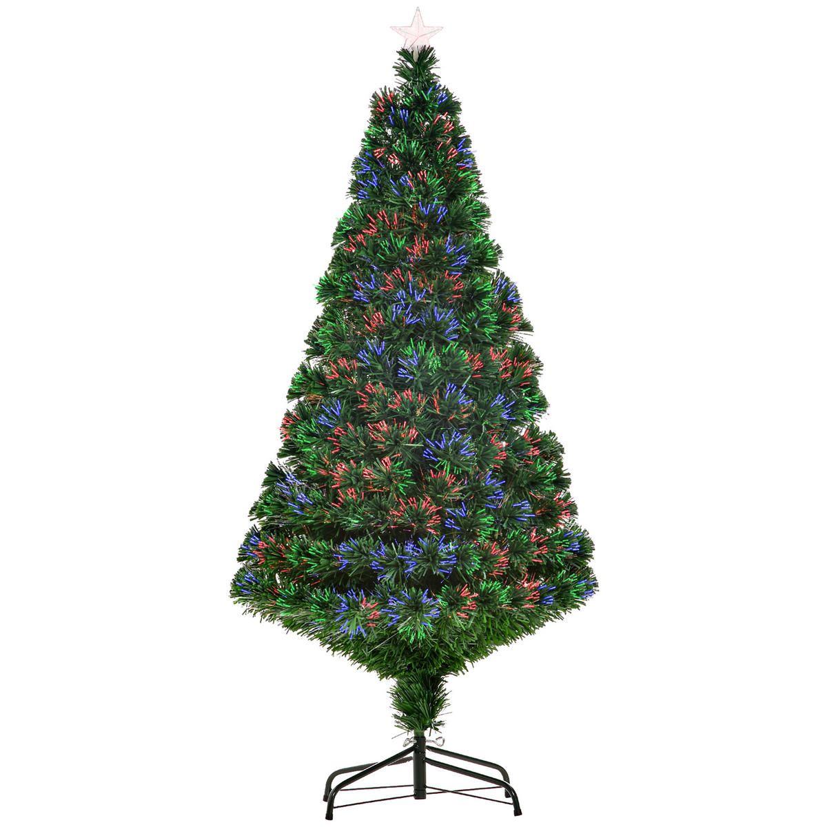 WEIHNACHTSBAUM Tannenbaum Christbaum LED Lichtfaser Baum Stern 8 Modell - Grün, Metall (150cm) - HOMCOM