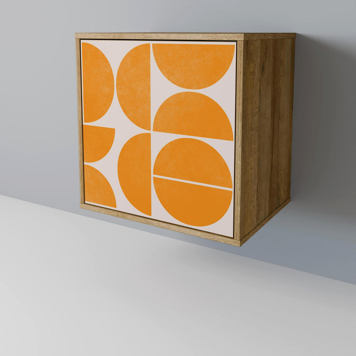 SIDEBOARD RECURRING DREAMS, Eichefarben, 57,5x42x72,5 cm, Schwarze Metallfüße - Eichefarben/Multicolor, Holzwerkstoff/Metall (57.5/72.5/42cm) - SpaceRebels