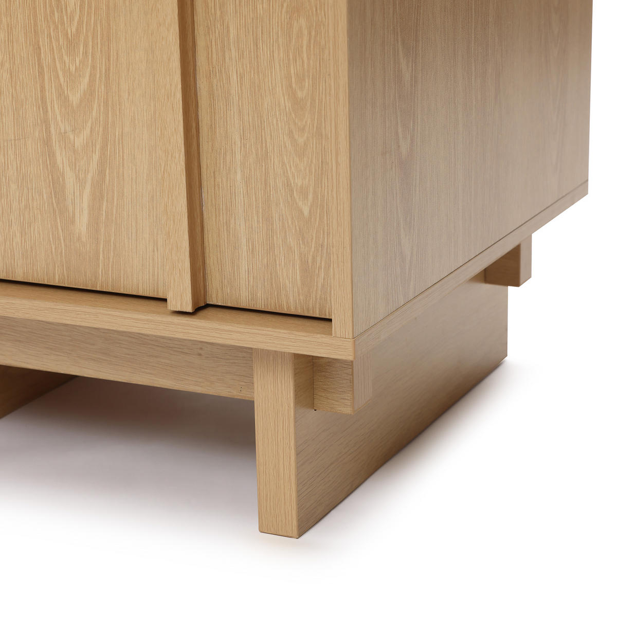 NACHTTISCH modern mit Tür und Stauraum, Eichenoptik mit geometrischer Holzleisten-Front | B40 × T40 × H50 cm - Braun, Holzwerkstoff (40/50/40cm) - Hometopia