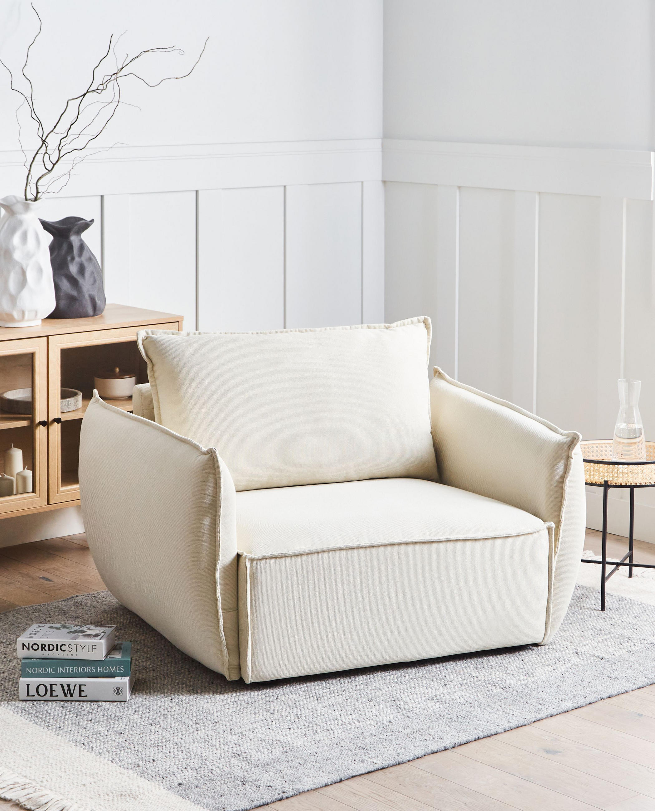 Thumbnail - Beliani Sessel, Beige, Textil, 124x78x94 cm, Wohnzimmer, Sessel, Polstersessel