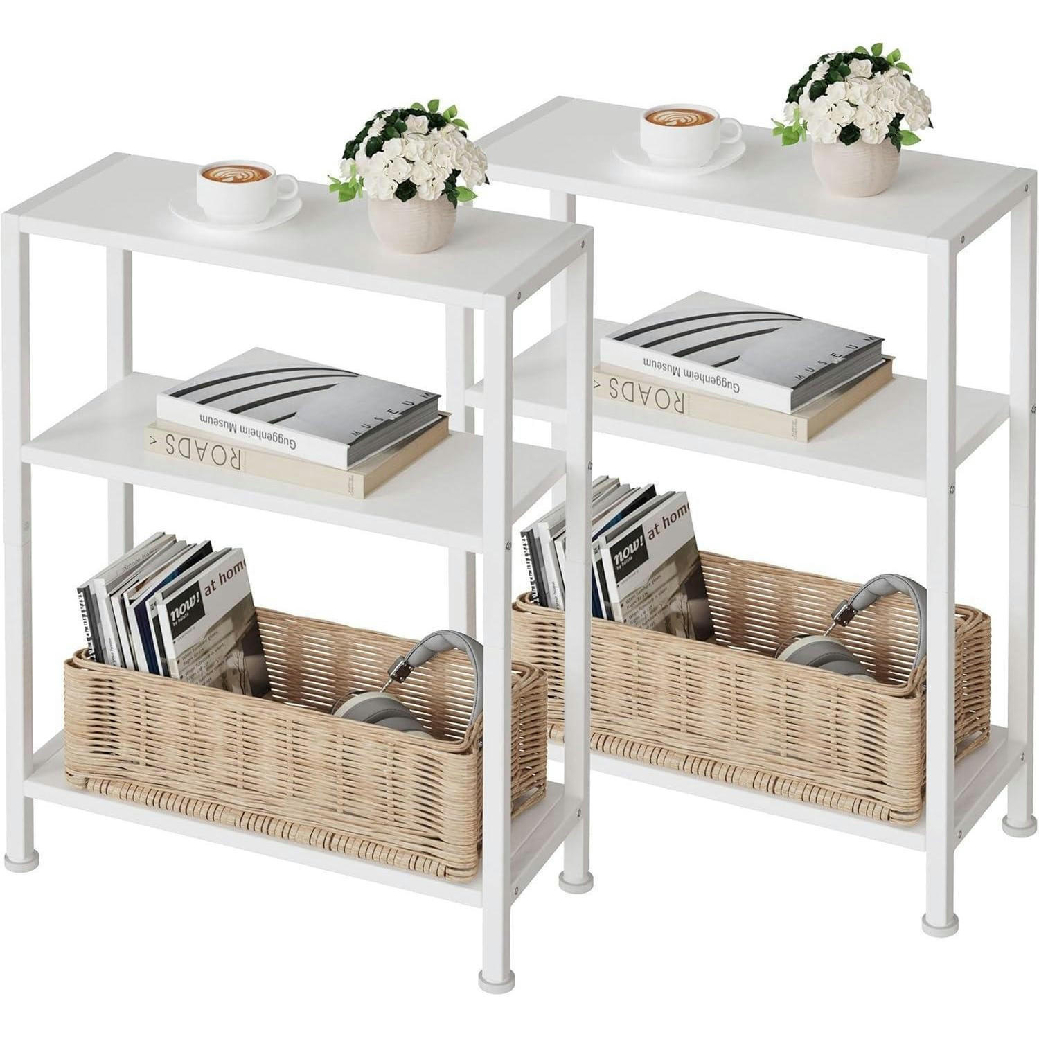 BEISTELLTISCH 2er Set Weiß 18 cm - Weiß, Metall (18/43/56.5cm)