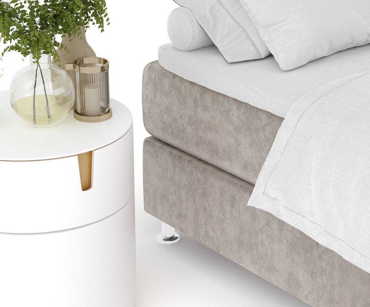 BOXSPRINGBETT Sub Taupe 200/200 cm mit Latex-Topper - Taupe/Silberfarben, Holz/Holzwerkstoff (200/200cm) - Maison de Reve