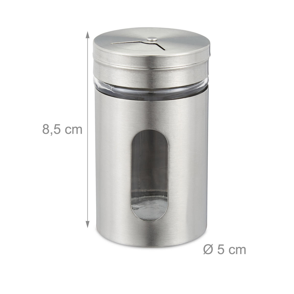 12XGEWÜRZSTREUER - Silberfarben, Glas/Kunststoff (5/8.5/5cm) - Relaxdays