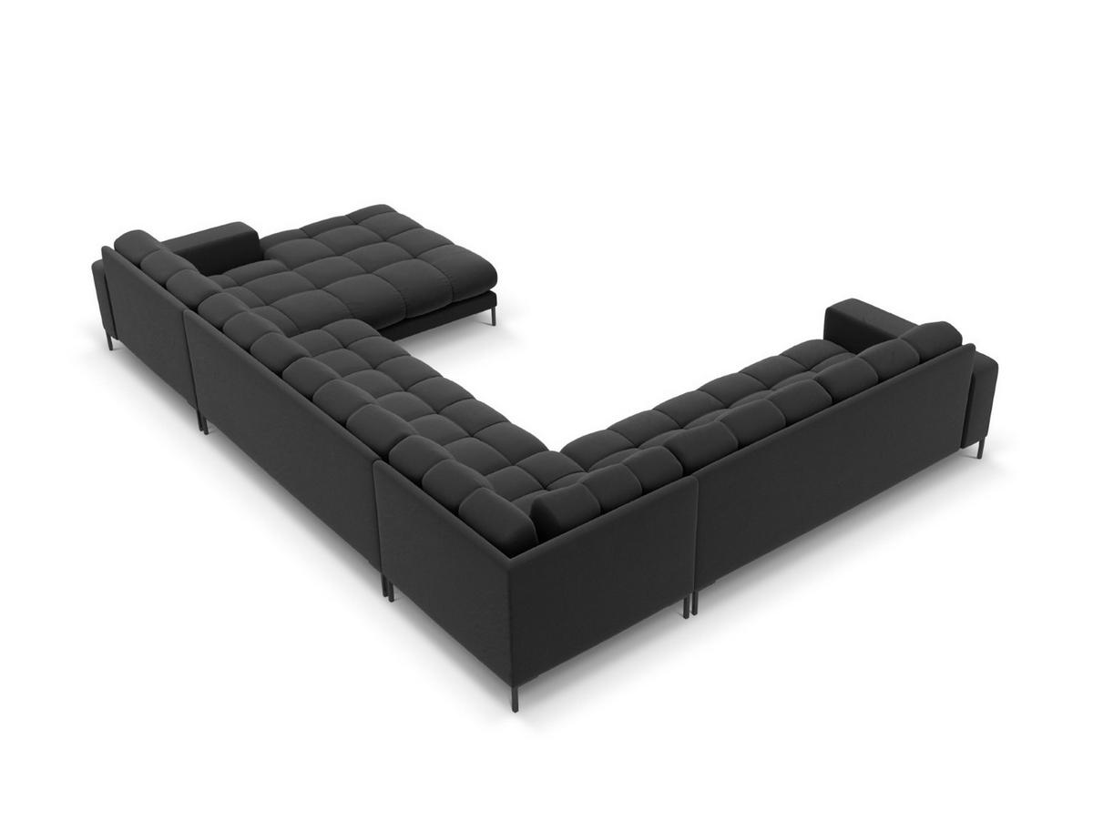 PANORAMASOFA links Mamaia aus Samt dunkelgrau 7 Sitzplätze - Dunkelgrau, Textil (256/75/327cm) - Micadoni