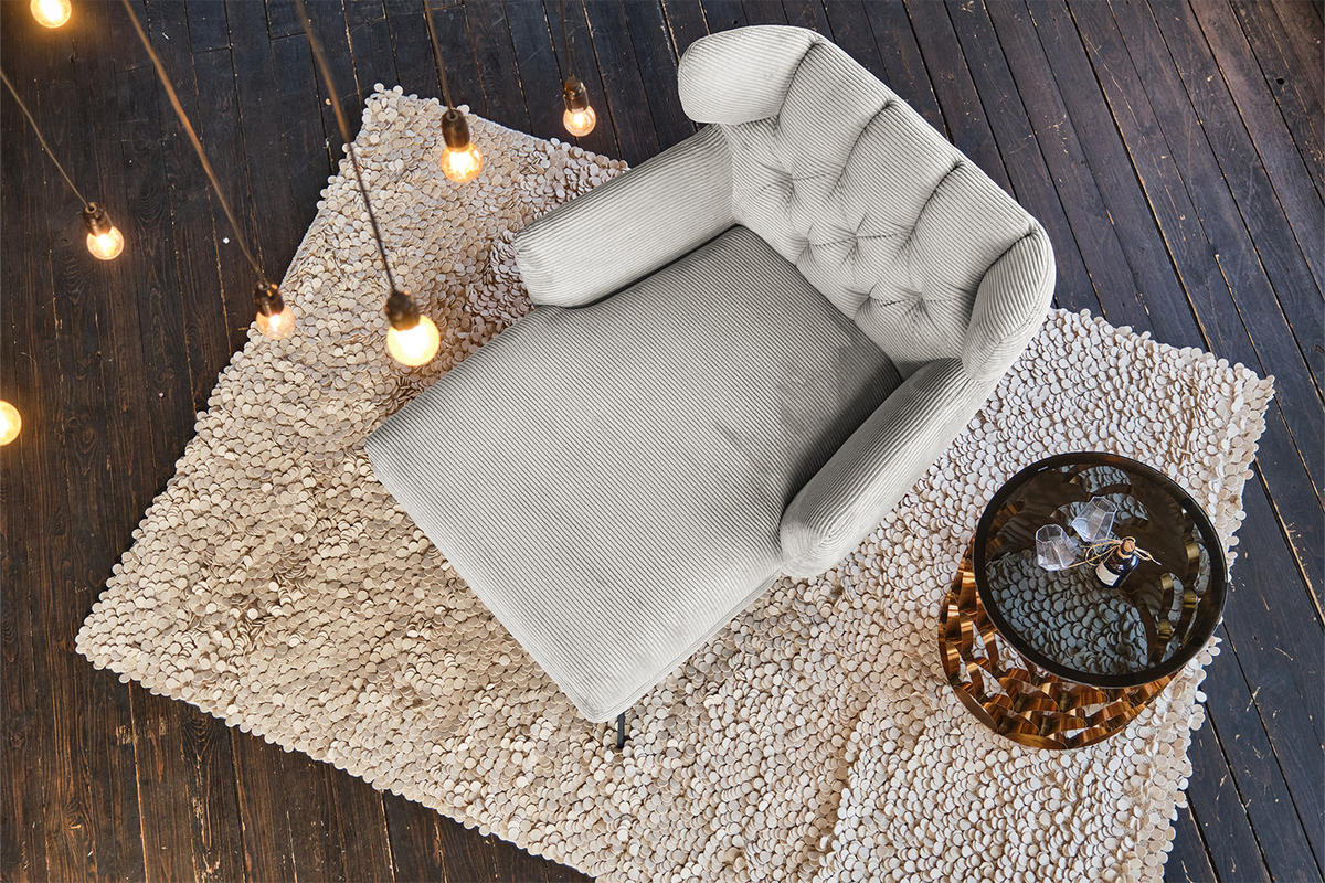 LONGSEAT CHAMRE Hellgrau - Hellgrau/Schwarz, Textil/Metall (130/95/160cm) - KAWOLA