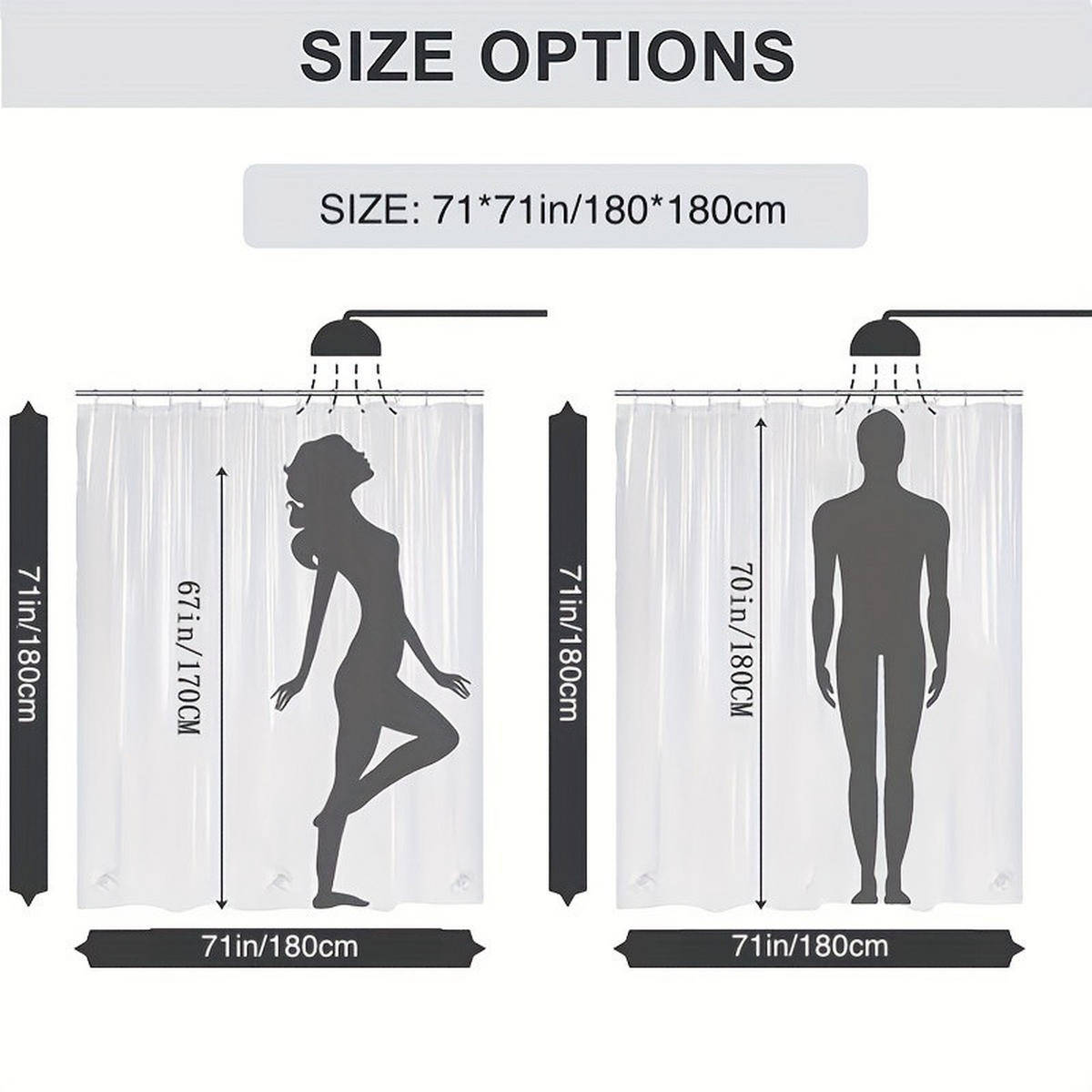 DUSCHVORHANG PEVA Katze 3D wasserdicht schimmelresistent Badezimmer transparent dick mit Haken - Transparent, Kunststoff (180/180cm) - MCBOSON