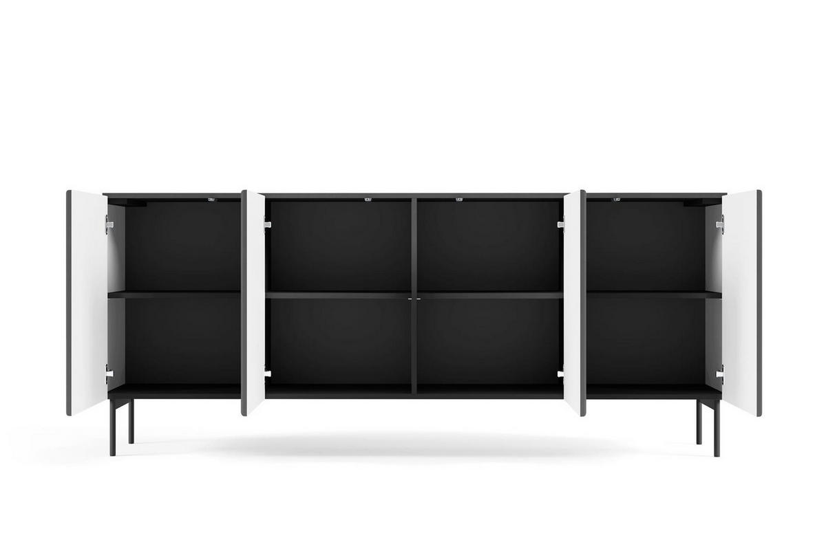 SIDEBOARD Tutti Schwarz, viertürige - Schwarz, Holzwerkstoff/Metall (195/81/40cm) - Bettso