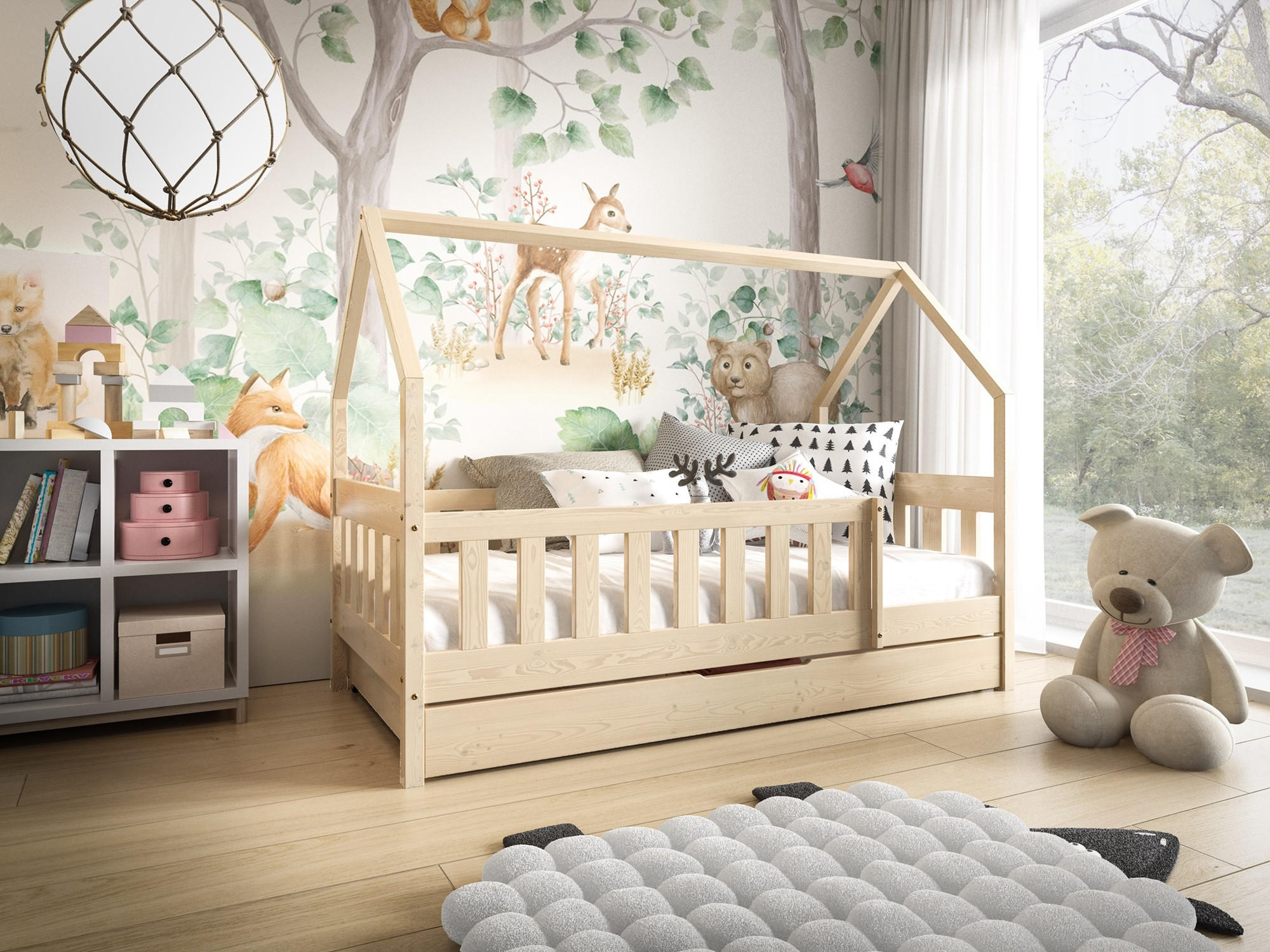KINDERBETT BELLA mit Bettkasten 80x160 cm Kieferfarben - Kieferfarben, Holz (80/160cm) - MASSENO