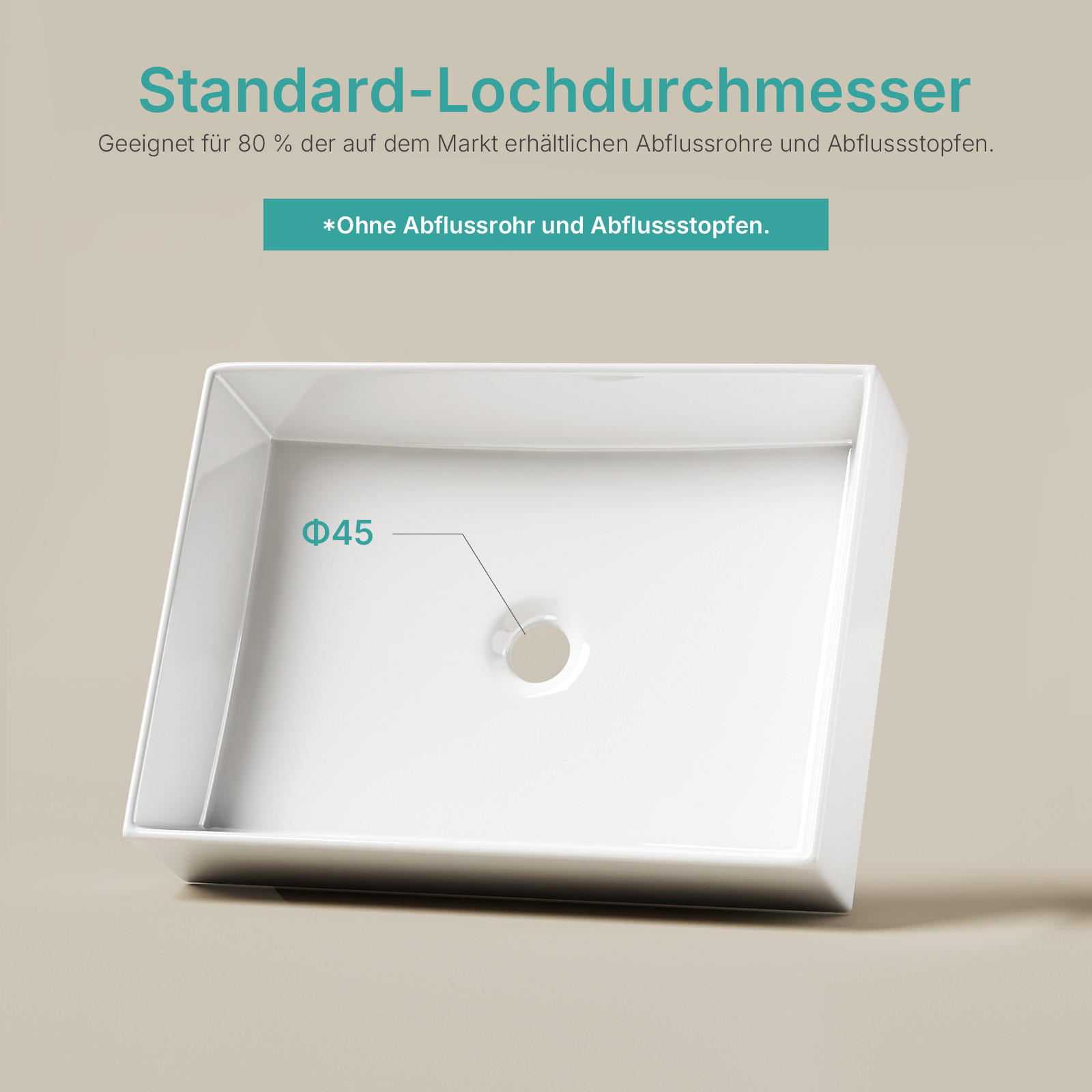 WASCHBECKEN Keramik Weiß 51 / 37 / 11 cm - Weiß, Keramik (37/11/51cm) - EMKE