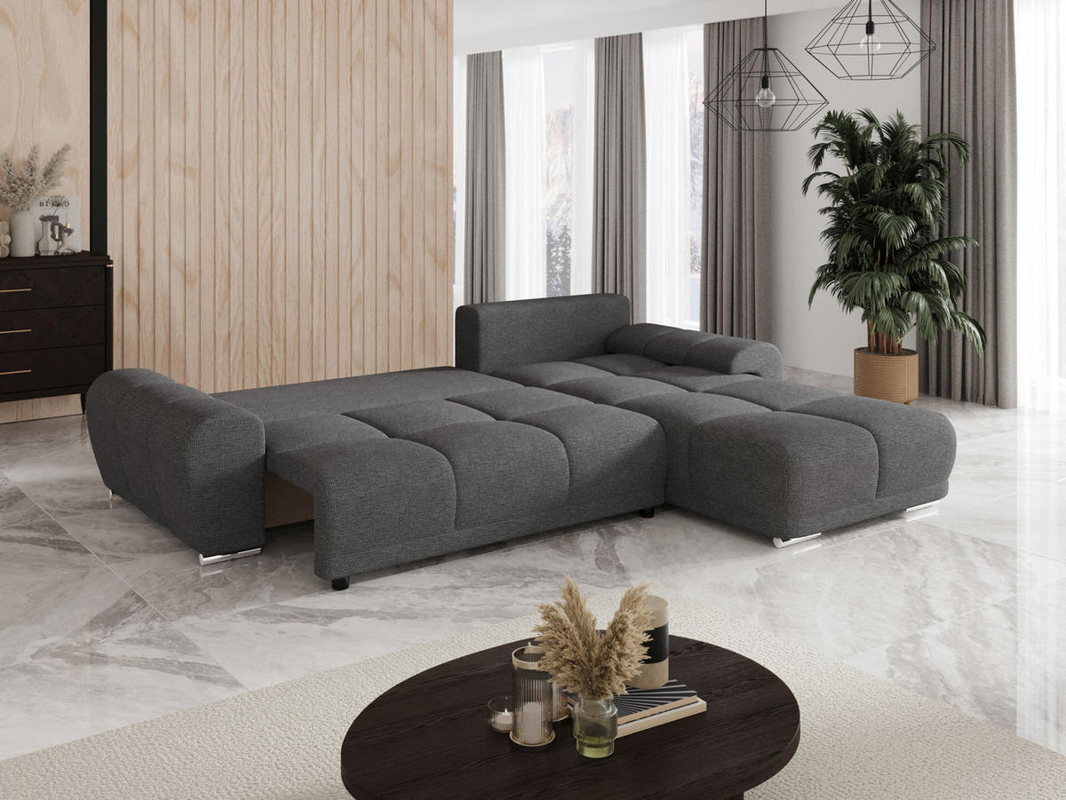 ECKSOFA BEGA L Rechts ARAGON 93 mit Schlaffunktion - Grau, Textil (289/185cm) - Bedante