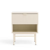 NACHTTISCH mit 1 Schublade, 1 Fach aus Holz und Metall - MOLLY - Creme - Creme, Holz (45/56/40cm) - Drawer