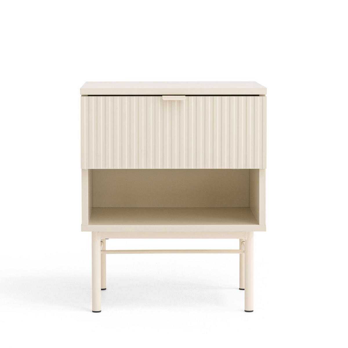 NACHTTISCH mit 1 Schublade, 1 Fach aus Holz und Metall - MOLLY - Creme - Creme, Holz (45/56/40cm) - Drawer